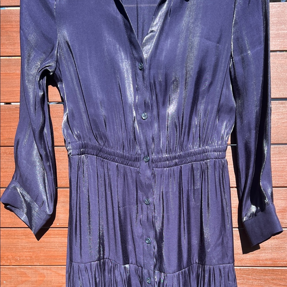 Elegant Shiny Navy Blue Women's Dress - Picture 6 of 6